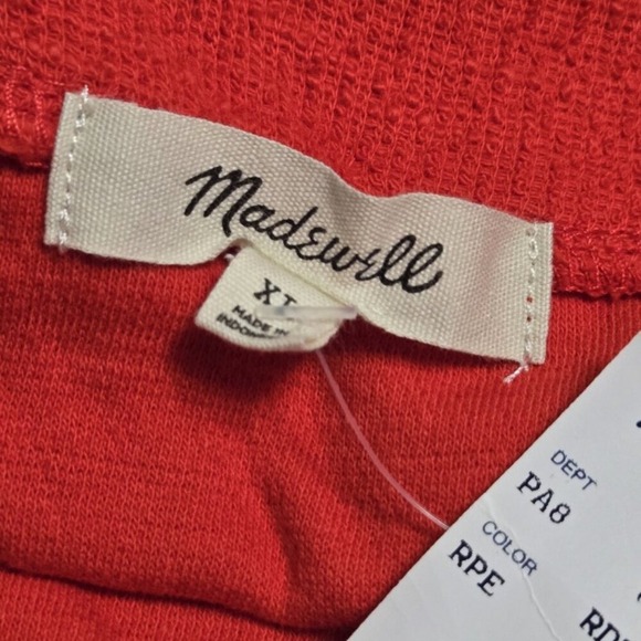Madewell Red Textured Terry Cloth Ruffle Strap Tie Front Tank Top M0085 XL NEW - Picture 4 of 7